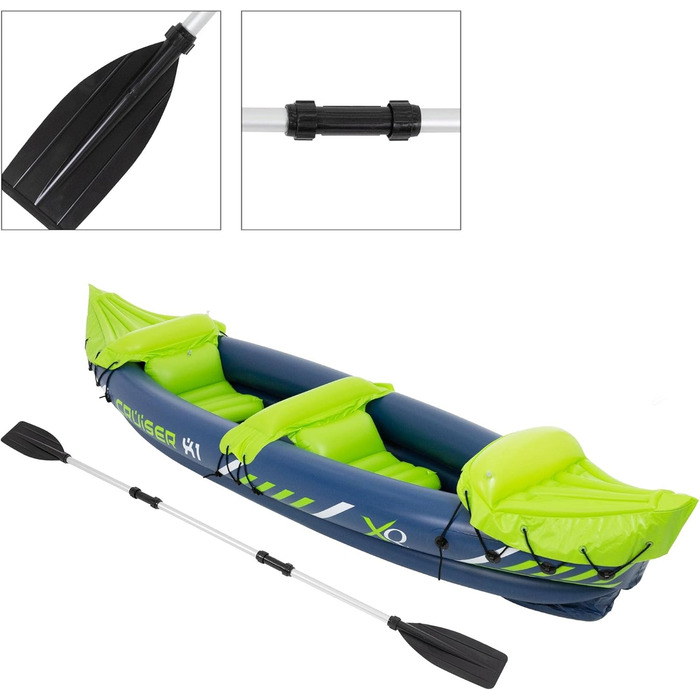 Надувний човен ECD Germany Cruiser 2.0 / Cruiser 3.0 / Надувний каяк Cruiser X1, для 2 осіб, весловий човен, рибальський човен, човен для відпочинку, надувний човен, повітряний каяк, каное, різні моделі каяків - Cruiser X1