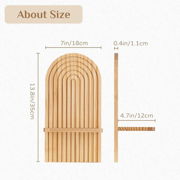 Дерев&39яна настінна полиця, стиль бохо Дерев&39яний декор стін для дитячих кімнат, маленькі настінні полиці, полиця для рослин для вітальні та спальні (натуральна)