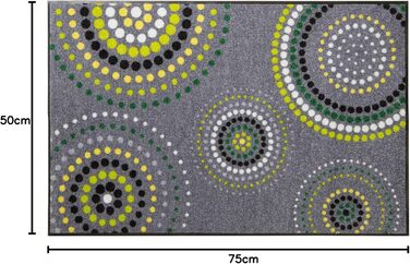 Килимок для дверей Erwin Mller Ludwigshafen, килимок для збору бруду, килимок для очищення, кола сіро-зелені, розмір 50x75 см - нековзний, легко чиститься, підходить для теплої підлоги (доступні інші кольори, розміри) Сірий/Зелений 50 x 75 см (Прямокутний