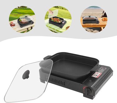 Кемпінгова плита та газовий гриль 2-в-1, газовий гриль-сковорода, кемпінгова плита для кемпінгу, гриль для барбекю, портативний настільний газовий гриль, гриль для барбекю на бутані