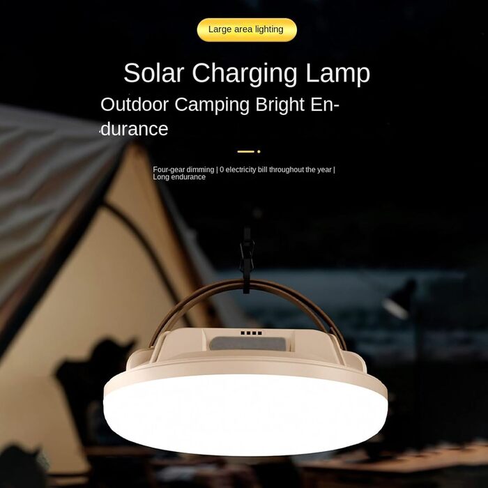 Сонячні кемпінгові ліхтарі - Водонепроникні з 4 рівнями яскравості - Кемпінгові ліхтарі для випадків відключення електроенергії - Для піших прогулянок, походів, нічної риболовлі, виживання та відключення електроенергії в побуті, бежевий