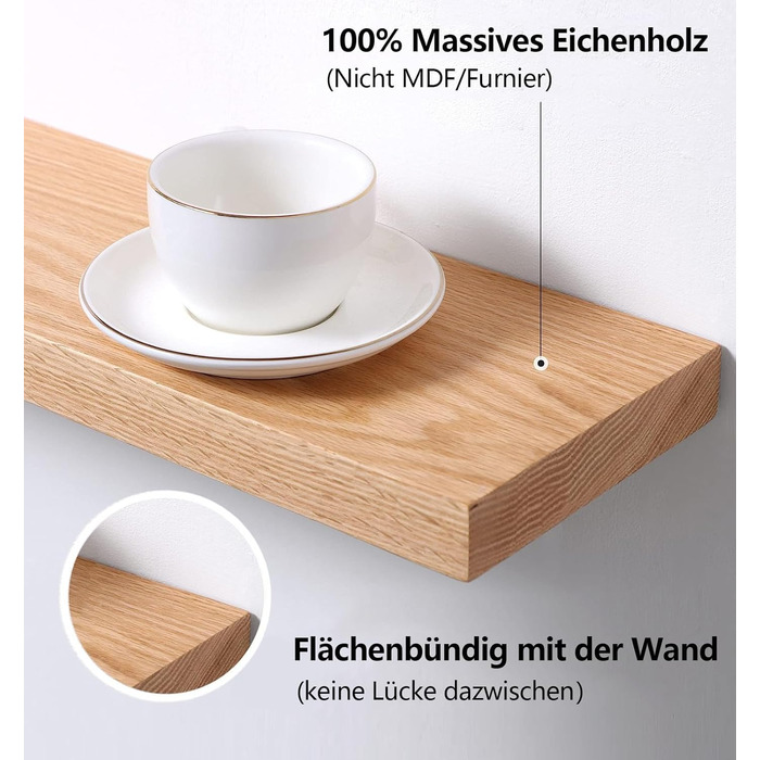 Плаваюча дерев&39яна полиця, настінна полиця дуб 30 см, комплект з 2 предметів, маленька полиця дубова настінна дошка, полиця для спецій, полиця для ванної кімнати, спальні, вітальні, кухні 30 см 2 шт. (натуральний дуб)