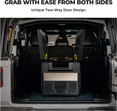 Компресорний автохолодильник BougeRV Rocky 65L з морозильною камерою металевий корпус APP управління, знімна перегородка, двозонне