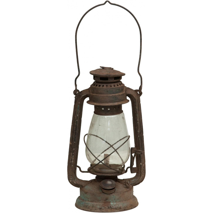 Антикварний металевий олійний ліхтар Biscottini Д15,5 x Ш15,5 x В32,5 - Центральна композиція - Домашній декор - Ліхтар у стилі шеббі-шик - Кемпінг