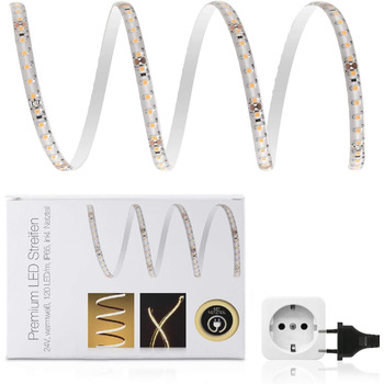 Метр Comfort LED Strip Set теплий білий, 60 LED/m, IP65, 12V, 3528 SMD, 5 Вт/м, 330 лм/м, в т.ч. блок живлення 3A, для вітальні, спальні, балкона, тераси, 1