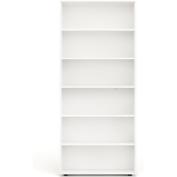 Полиця 80 см завширшки Біла - Книжкова полиця з 6 рівнями та полицями з регульованою висотою, окремостояча полиця, полиця для зберігання Книжкова полиця Lumo 80 x 180 x 24 см (Ш x В x Г) 6 рівнів (80Ш x 180В x 24Г) Біла