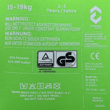 Дитячий рятувальний жилет преміум-класу - Розроблено в Німеччині - Засіб для плавання для дітей вагою 15-19 кг та 19-30 кг для безпечного плавання, засіб для рятування від сонця, жилет для тренувань з плавання. Зелений/Синій M 19-30 кг (приблизно 3-6 рокі