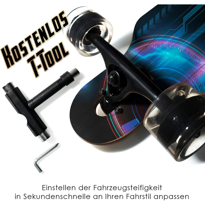 Лонгборд Classic Pro 42" 107 см 8-шаровий клен ABEC-11 PU колеса 70x51 мм T-Tool у комплекті вага до 120 кг для дорослих дівчат хлопчиків початківців drop-through freeride cruiser класний дизайн оригінал 2025