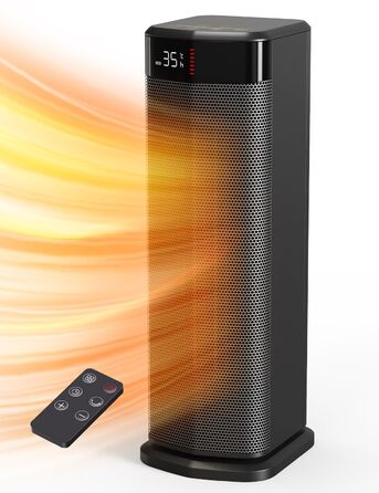 Тепловентиляторний обігрівач PTC потужністю 2000 Вт, енергозберігаючий, 4 режими, режим ECO, термостат, коливання на 90, таймер 24 години, пульт дистанційного керування, захист від перекидання та перегріву для використання в приміщенні