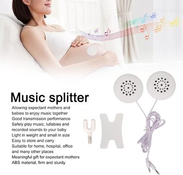 Допологові Belly Headphones Music Splitter Жінки під час вагітності Belly Speaker for Fetus Formation White