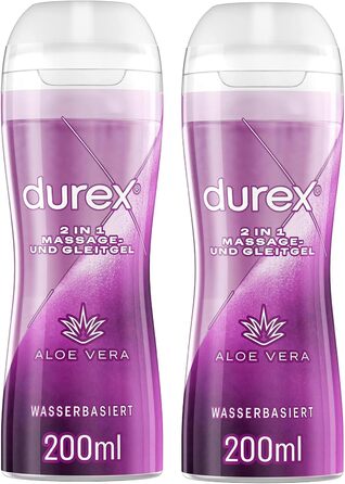 Лубрикант Durex 2 в 1 Massage & Gleitgel Aloe Vera, 2 x 200 мл
