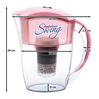 Фільтр для води AcalaQuell Swing троянда Фільтр для води з активованим вугіллям Найвища продуктивність фільтра - багатошаровий Без BPA та BPB ReNaWa - Технологія Створює смачну, заспокійливу воду