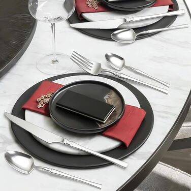 Повний набір столових приборів з нержавіючої сталі, багаторазові столові прибори - 16 предметів столових приборів з нержавіючої сталі, для кухні, обіду, домашнього приготування їжі, обіду, подорожей, кемпінгу