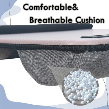 Стіл для ноутбука портативний, до 16 дюймів, з підставкою для планшета, вбудованою подушкою та підтримкою зап'ясть, ідеальний для дому та офісу, сіро-ліловий колір