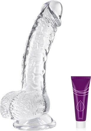 Реалістичний фалоімітатор з сильною присоскою, фалоімітатор для початківців Wakelust 18 см зі справжніми венами та пухкими яєчками, секс-іграшка для жінок та чоловіків, м&39який силіконовий анальний фалоімітатор-репліка пеніса (прозорий) 7-