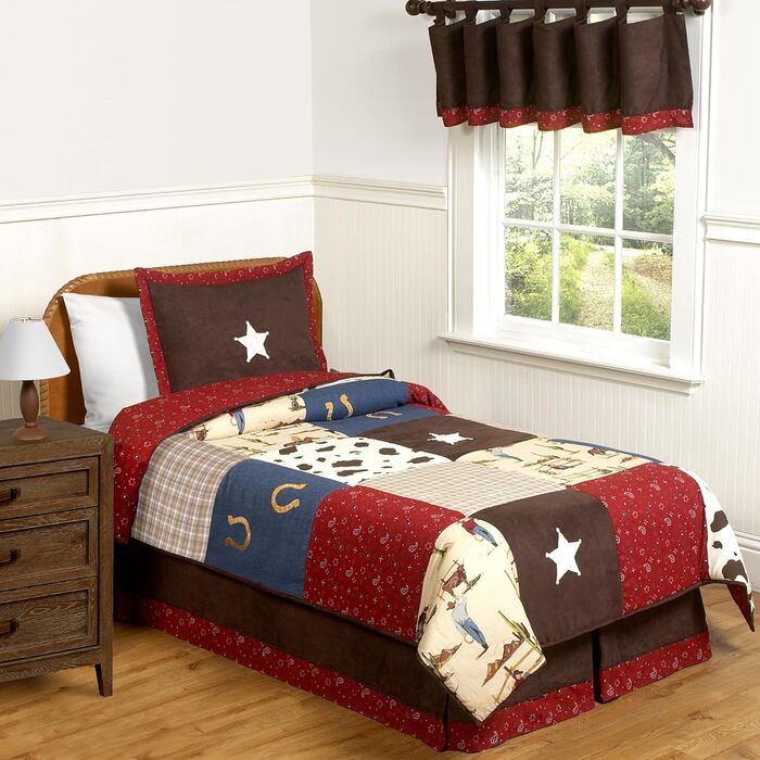 Дитяча постільна білизна Дикий Захід Ковбой Вестерн, комплект з 4-х предметів, стандартний двоспальний розмір шоколадно-коричневий