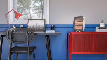 Інфрачервоний обігрівач з кварцовими лампами, до 800 Вт, миттєвий та рівномірний нагрів, захист від перекидання, тонкий дизайн з ручкою для перенесення, чорний Quarzia Slim Black