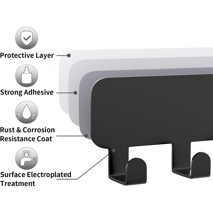 Дошка для ключів pickpiff з 8 гачками, органайзер для ключів настінний чорний, тримач для ключів для декору настінних гачків, трим