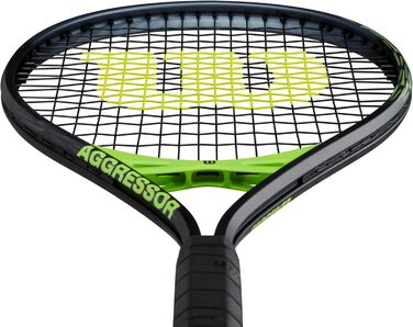 Тенісна ракетка Wilson Aggressor TNS RKT – чорно-зелена, 312 г, 4 3/8" (3), для потужної агресивної гри