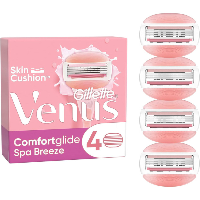 Леза для бритви Gillette Venus Comfortglide Spa Breeze для жінок, 9 змінних лез для жіночих бритв з 3-кратним лезом (4 леза)