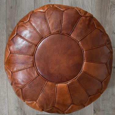 Дивіться гарний пуф великого розміру з натуральної шкіри - ручної роботи - з наповненням - пуф-мішок для ніг (медово-коричневий)