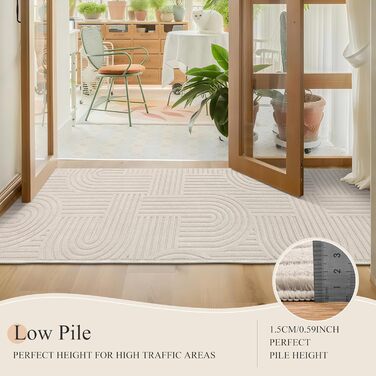 Довга доріжка для коридору, 80x300 см, яку можна прати, нековзка килимова доріжка, килимок для коридору, килимок для кухні, доріжка для входу, спальні, вітальні, коридору, бежевий, 80 x 300 см