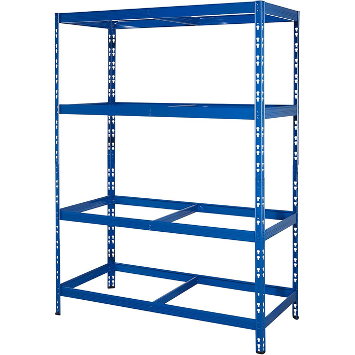 Міцний стелаж Rom 178,5 x 130 x 60 см Синє порошкове покриття 4 полиці, кожна з максимальним навантаженням 250 кг Полиця для зберігання, металева полиця, полиця для підвалу (130 x 178,5 x 60 см)