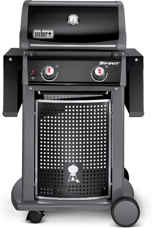 Газовий гриль Weber Spirit E-210 Classic, 2 пальники, площа гриля 51 x 46 см, решітка для підігріву, термометр на кришці, 2 колеса чорний/сріблястий (1500833)