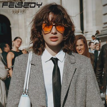Ретро-окуляри FEISEDY з фільтром синього світла, бурштиновий відтінок, принт леопард G2835