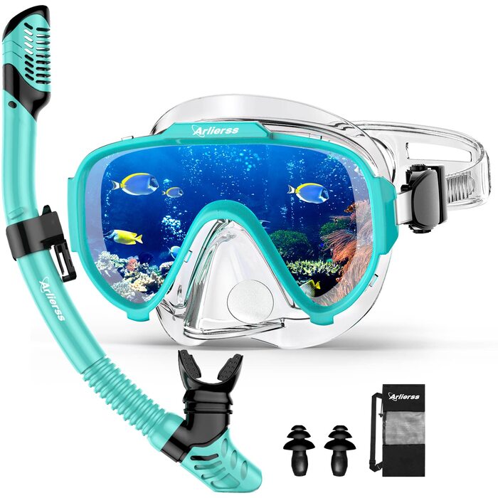 Маска для дайвінгу для дорослих, комплект для дорослої трубки з трубкою та маскою для дайвінгу, панорамна трубка із загартованого скла HD 180 із захистом від запотівання та протікання преміум-класу з сухим покриттям