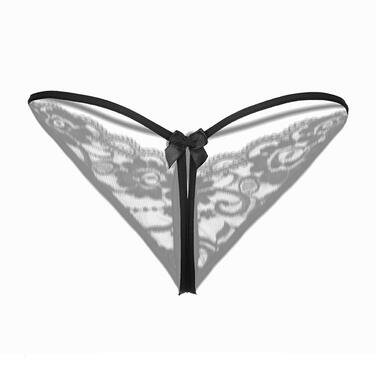 Набір із 6 жіночих стрінгів з відкритою промежиною з перлинами, квітами та отворами, чорні мереживні сексуальні стрінги, білизна з відкритою промежиною, стрінги, стрінги, V-подібні стрінги (6 моделей)