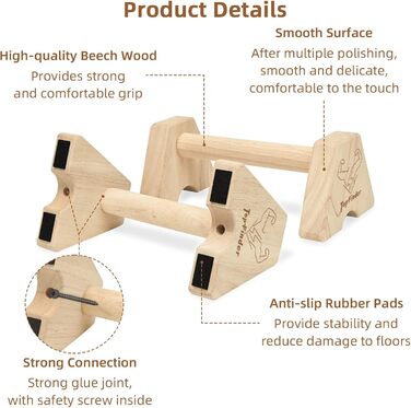 Дерев&39яні ручки для віджимань, паралелети, ручки для стійки на руках у калістеніці, опорні перекладини для віджимань, обладнання для калістеніки