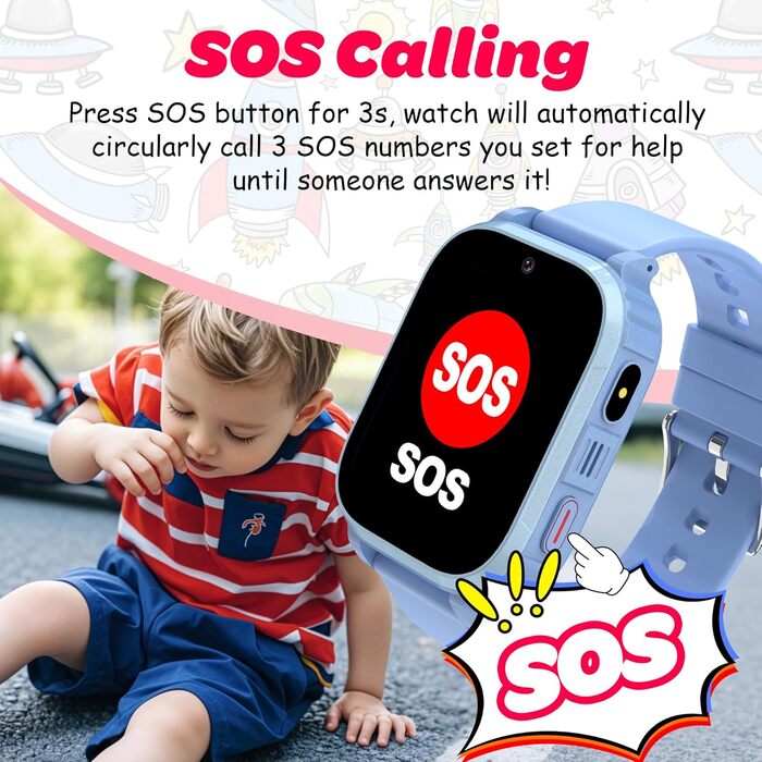 Дитячий смарт-годинник, дитячий смарт-годинник 4G з GPS та телефоном, дитячий годинник IP68, функція виклику, SOS, ігри, будильник, шкільний режим, SIM-телефон, смарт-годинник, подарунок для дівчаток та хлопчиків, синій-4G GPS