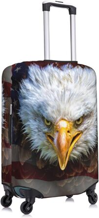 Чохол для валізи, дизайн Американський прапор з орлом, міцний захист валізи, підходить для багажу розміром 45,7 - 81,3 см, розмір XL, Чорний, X-Large