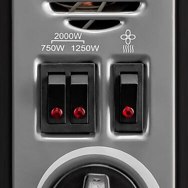 Електричний радіатор TROTEC TCH 25 E теплова потужність 750 Вт / 1250 Вт / 2000 Вт портативний конвектор, чорний 2000 Вт Чорний