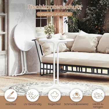 Складаний стіл WOLTU, бістро-стіл з чохлом, всепогодний круглий садовий стіл, барний стіл Ø 80 см, високий стіл 110 см, бічний столик для використання в приміщенні/на вулиці, для садових вечірок та весіль, металеві труби, білий Ø 80 см, матово-білий