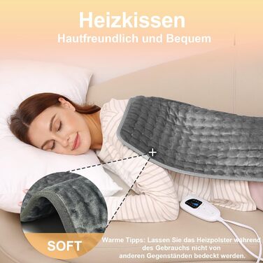Грілка, грілка з автоматичним вимкненням, грілка для спини, шиї, плечей, живота, м&39яка фланелева поверхня (30 x 60 см) 30x60 см Темно-сіра
