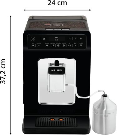 Повністю автоматична кавоварка Krups EA8918 Evidence OLED дисплей Barista Quattro Force Technology 12 Кава 3 варіації чаю Капучино в один дотик Функція 2 чашки Чорний Чорний Сингл