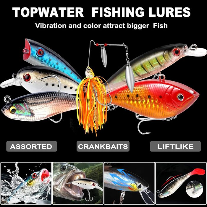 Рибальські приманки PLUSINNO для лову окуня, 16 блешень з портативною сумкою для перенесення, приманки для окуня, приманки для форелі, набір карбідних спінінгових приманок 292 шт. и