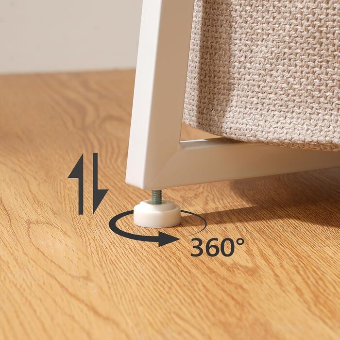 Круглий бічний столик HOOBRO, маленька тумбочка, сучасний диван-столик, журнальний столик з піднятим краєм та бежевим тканинним кошиком, для невеликих приміщень, вітальні, гуртожитку, білий EWW183BZ01