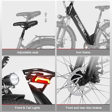 Електровелосипед SAMEBIKE 26 дюймів для чоловіків та жінок з двигуном 250 Вт, акумулятором 36 В 540 Втгод, електричні велосипеди, електровелосипед з 7-ступінчастою коробкою передач, РК-дисплеєм, міський велосипед Pedelec, зелений міський