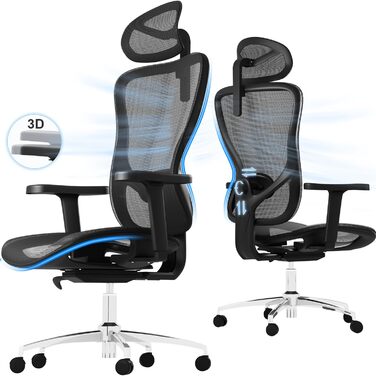 Ергономічний офісний стілець Devoko з ультрам'якими 3D-підлокітниками, регульованою поперековою опорою, стілець для письмового сто