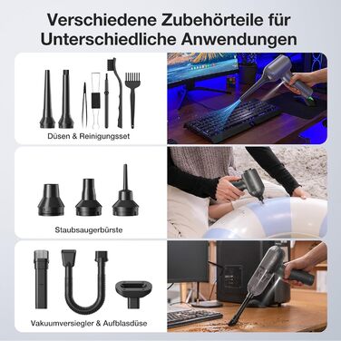 В-1 ручний пилосос з акумулятором, електрична витяжка пилу 130000 об/хв 3-швидкісний автомобільний пилосос з безщітковим двигуном