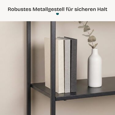 Окремостояча полиця Isojoki, металева книжкова шафа, полиця для вітальні, чорна, 120 x 35 x 88 см, чорний, матовий