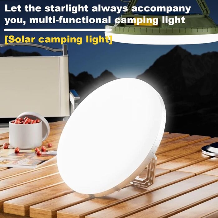 Світлодіодний ліхтар для кемпінгу Сонячні ліхтарі для виживання 1600 люменів - Водонепроникний світлодіодний ліхтар для зовнішнього використання, саду, двору, патіо, балкону, походів, рюкзаків, сріблястого кольору