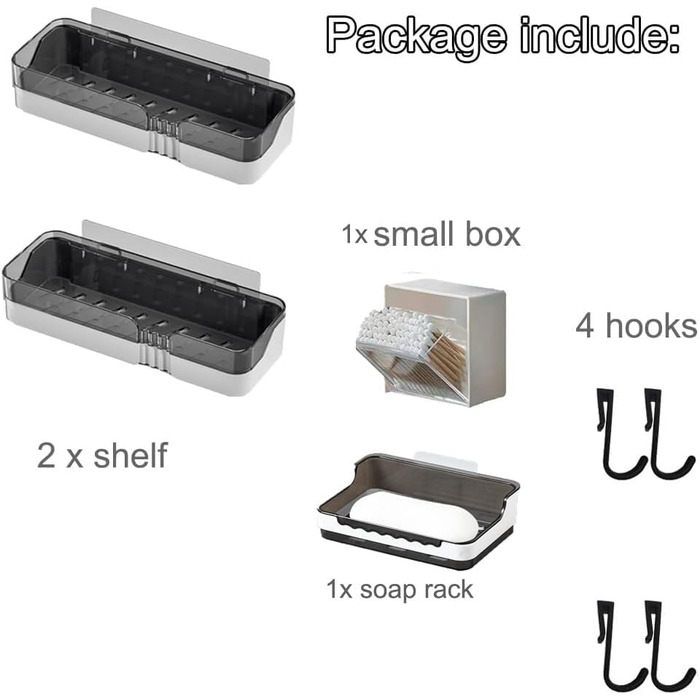 Полиця для ванної кімнати DEPAOTLUX 2 шт. , полиці для ванної кімнати без свердління, клейка полиця для душу, настінні душові коши