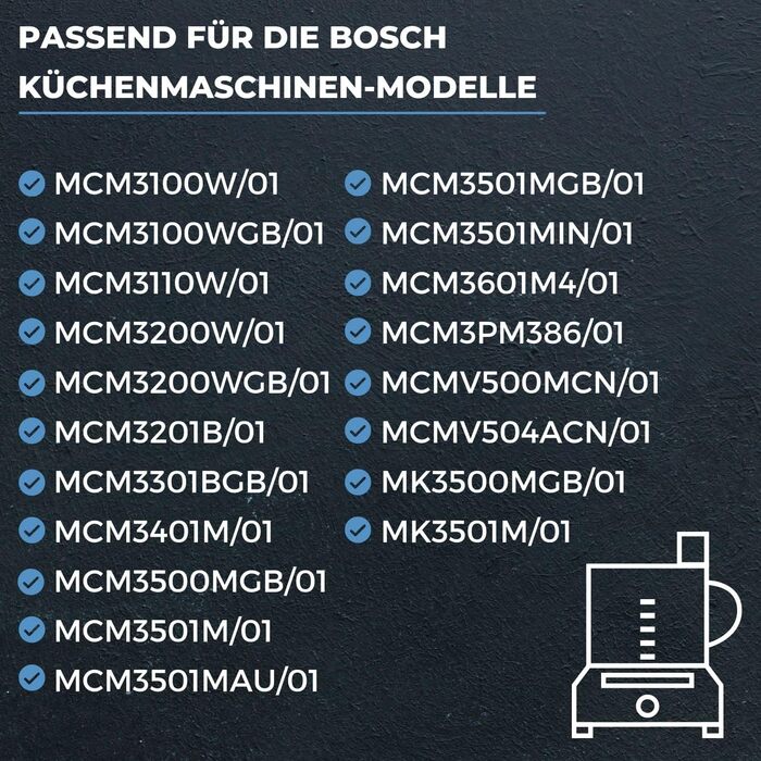 Світло-синій тримач для інструменту сірий Кухонний комбайн Bosch I Змінний тримач підходить для Bosch MCM3100W, MCM3110W та MCM3200W I Кронштейн для безперервного подрібнювача I Запасні частини кухонного комбайна Bosch