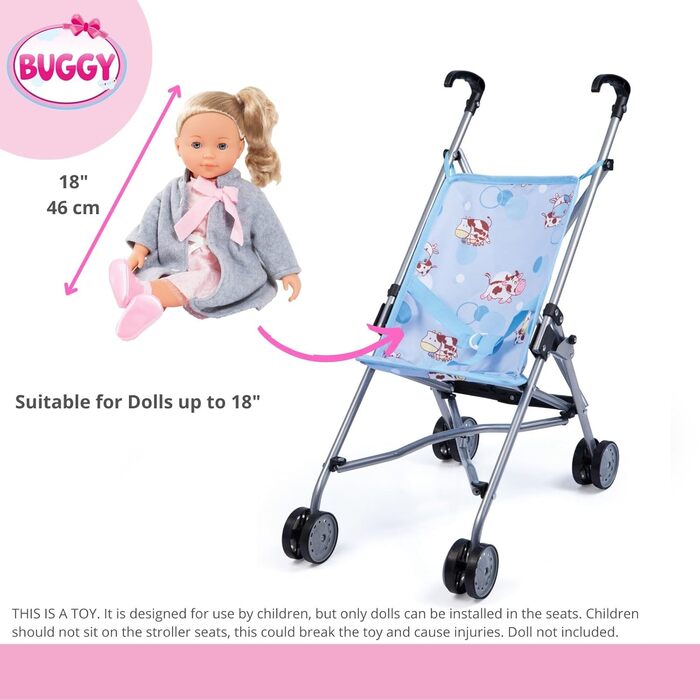 Коляска для ляльок, складна, з подвійними колесами, синя, 30134AA