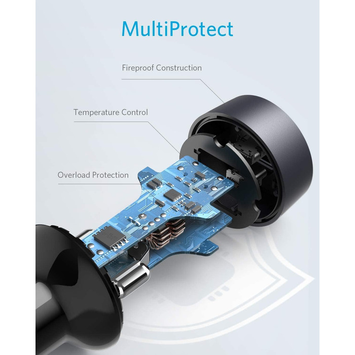 Автомобільний зарядний пристрій Anker PowerDrive III Duo USB-C, 40 Вт 2-портовий зарядний пристрій PowerIQ 3.0, Power Delivery для