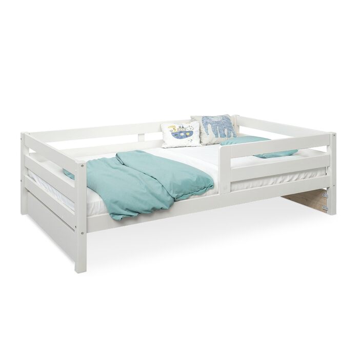 Дитяче ліжко Ehrenkind Sona з масиву сосни, біле, 120x200 см із захистом від падіння